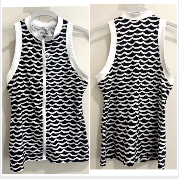 Seafolly Other - Seafolly Australia Zip Front Rash Guard Swim Vest – Tidal Wave- Size S 🌊🖤🤍